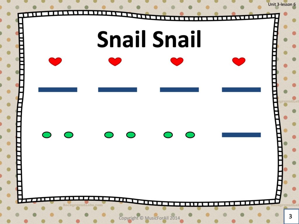 rhythm of snail snail using longs and shorts